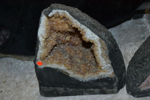 Goldtopas gebrannter Amethyst Quarz  Geode Brasilien