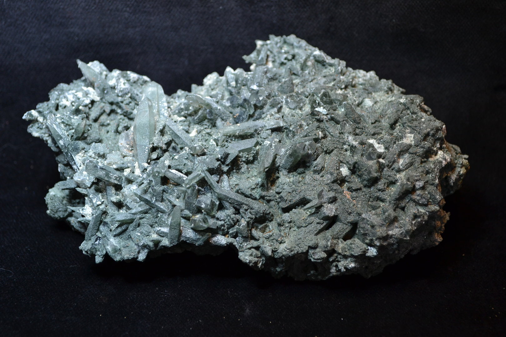 rock crystals overgrown with chlorite Swiss Alps