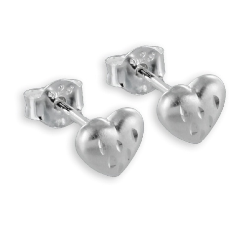 Ohrringe Ohrstecker Herzen Silber 925 diamantiert - Herz